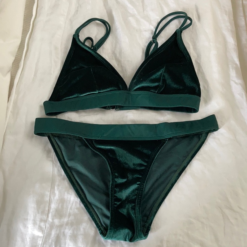 Emerald green velvet bikini